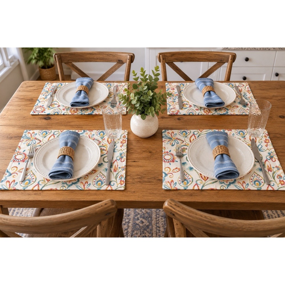 Food Network Garden Gate Floral Placemats Set of 4 14x19 Multicolor NWT
